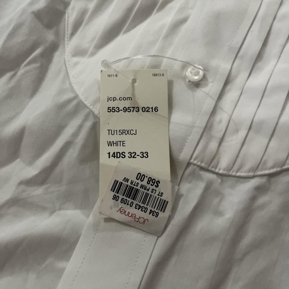 NEW JF J Ferrar Men's Size S 14" 32-33 Slim Fit White Tuxedo Shirt French Cuffs - Picture 4 of 8